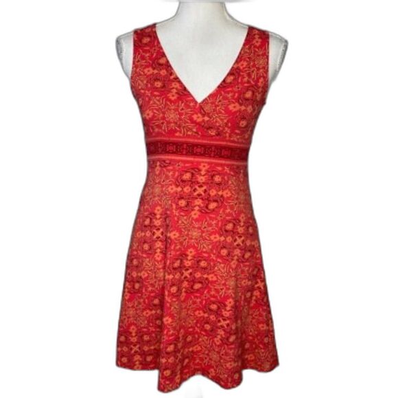Life Is Good Orange Geo Print Sleeveless Surplice V-Neck Active Mini Dress Sz 4 - Picture 2 of 11